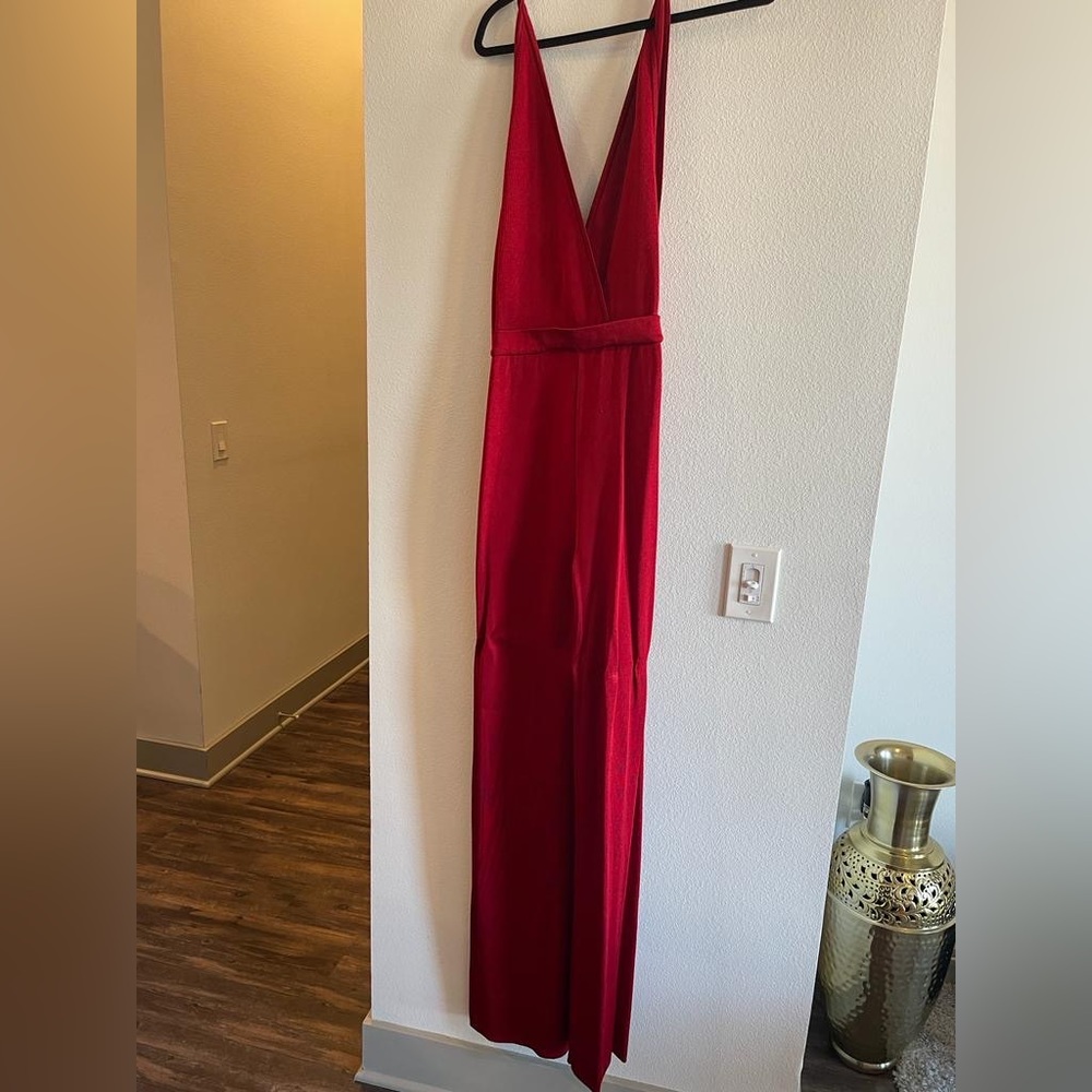 Red Balmain jumpsuit